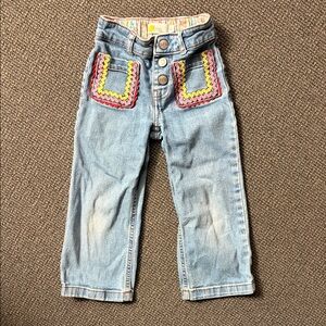 Mini BODEN Rickrack Patch Pocket Jeans 4T